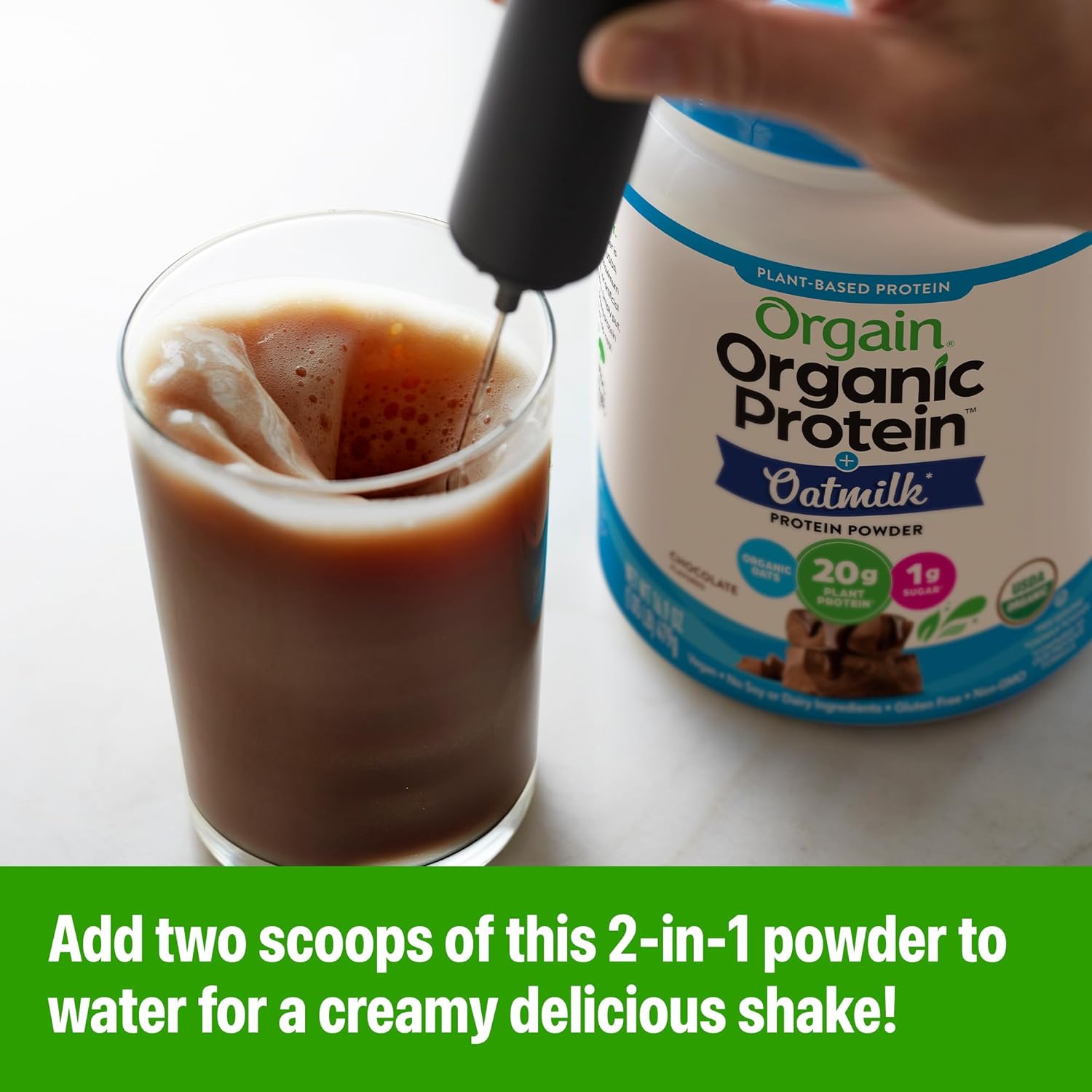 Orgain Organic Vegan Protein Powder + Oat Milk, Chocolate - 20g Plant Based Protein, Gluten Free, No Dairy, Soy or Lactose Ingredients, Low Sugar, Non-GMO, Kosher, For Shakes & Smoothies - 1.05lb Chocolate 1.05 Pound (Pack of 1)