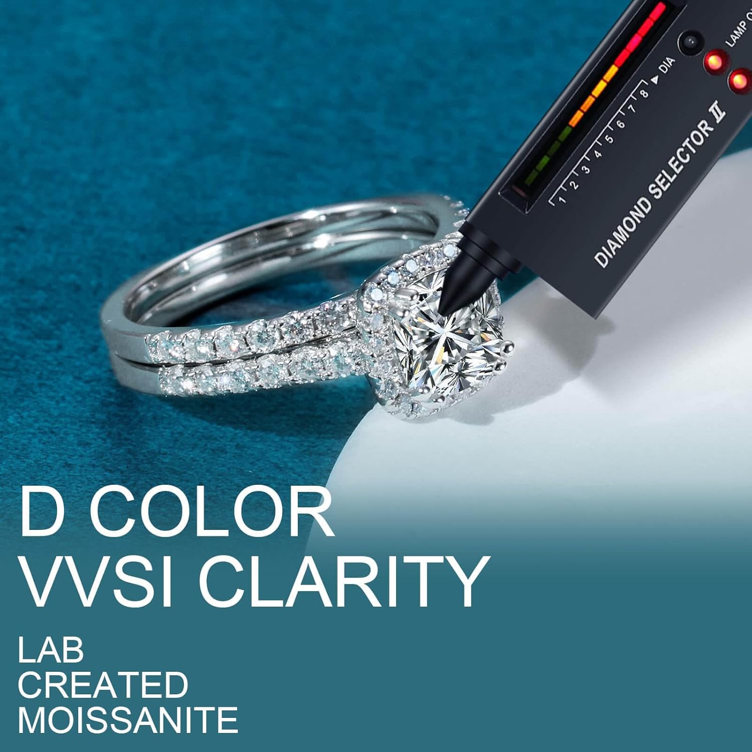 WES 1CT Cushion Cut Stackable Moissanite Bridal Ring Sets - 925 Sterling Silver Hypoallergenic Halo Square Solitaire Moissanite Engagement Ring Wedding Ring for Women, Size 6-8