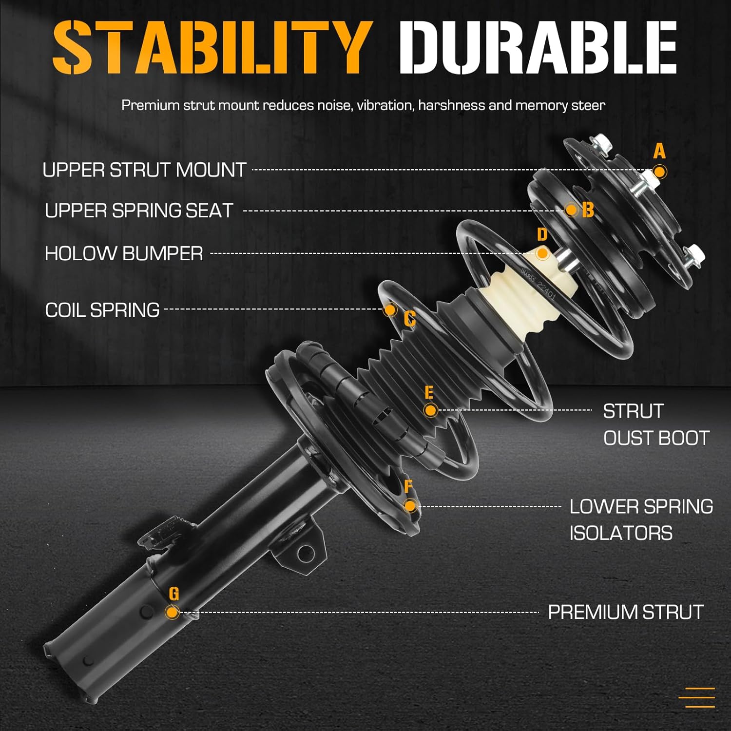 Front Complete Strut Spring Assembly Shocks Absorbers for Scion tC 2.4L L4 2005 2006 2007 2008 2009 2010, 172390, 172391 (Set of 2)