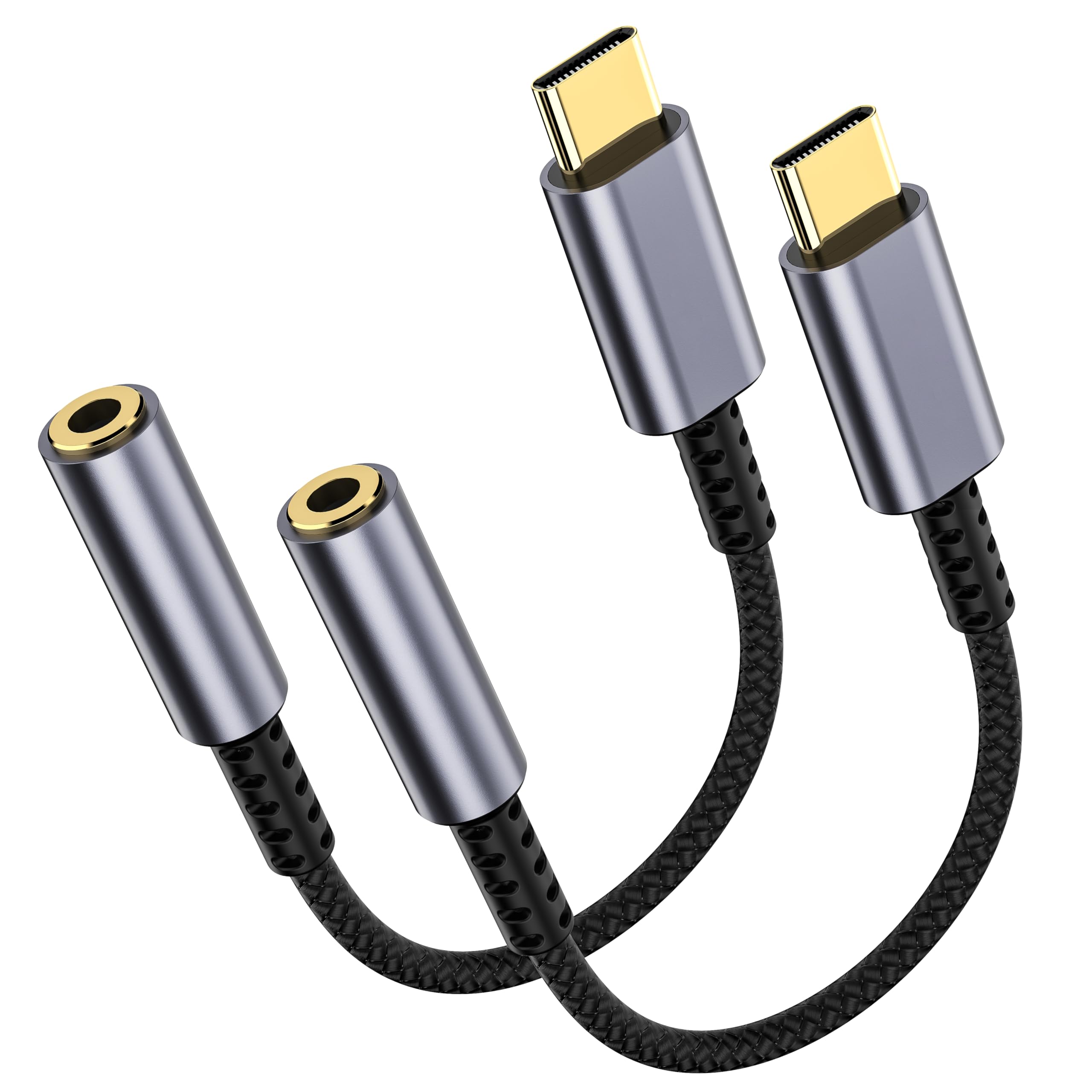 2 Pack USB C to 3.5mm Headphone Jack Adapter – HiFi Audio Dongle, Type C to Aux Female Cable Cord Compatible with iPhone 17/16/15 Pro Max, Samsung S25/S24/S23, iPad Pro, Pixel, MacBook