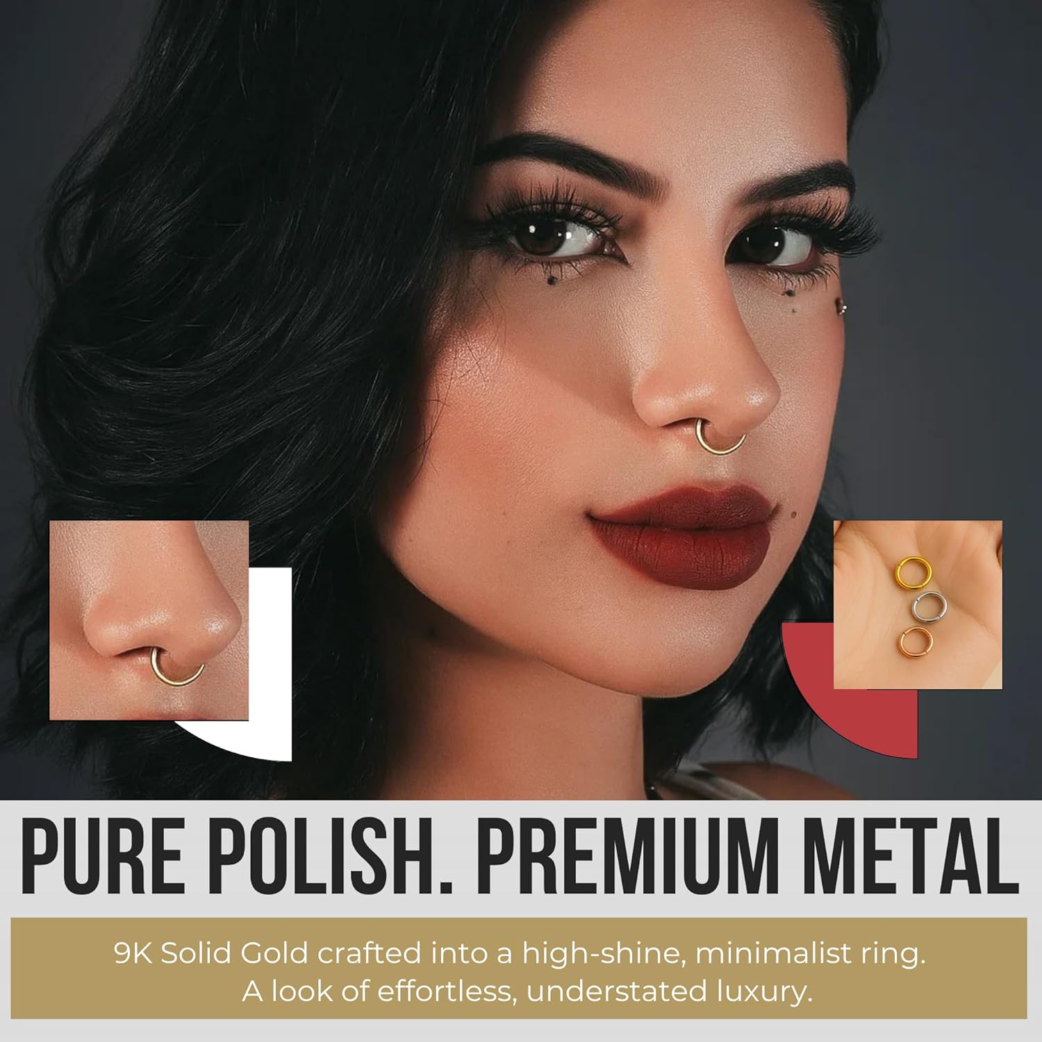 9K Solid Gold 18 Gauge (1.0mm) Hinged Clicker Segment Nose Ring - Hoop Cartilage - Daith Hoop - Segment Piercing Ring Body Jewelry