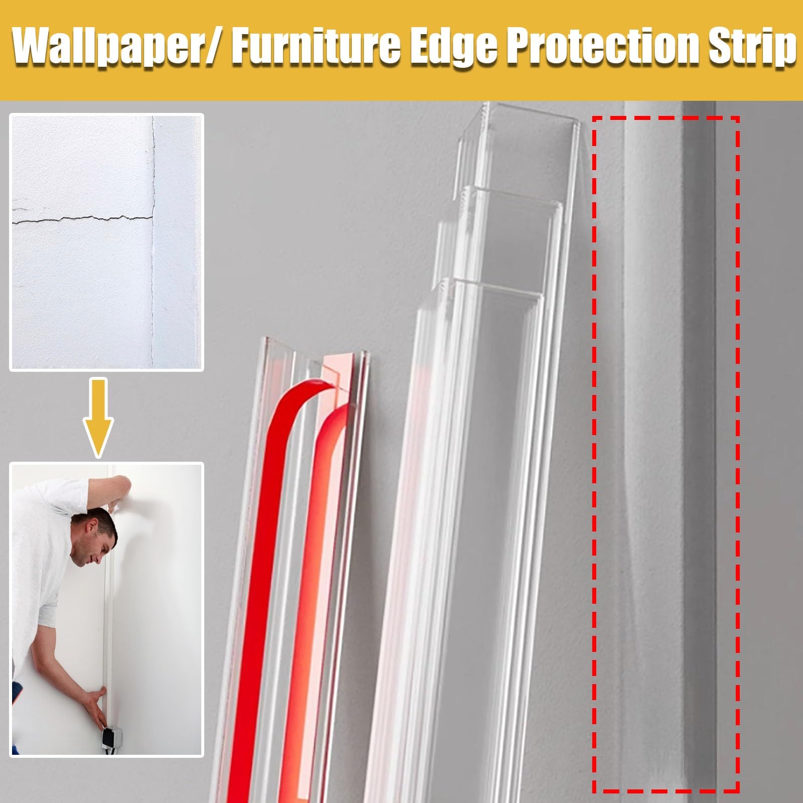 Paraspigoli Muro Angolare Copriangoli Protezioni per angoli da parete autoadesive trasparenti, protezioni per bordi, strisce di protezione per bordi in PVC da 244 cm/paraurti per telai di porte vernic