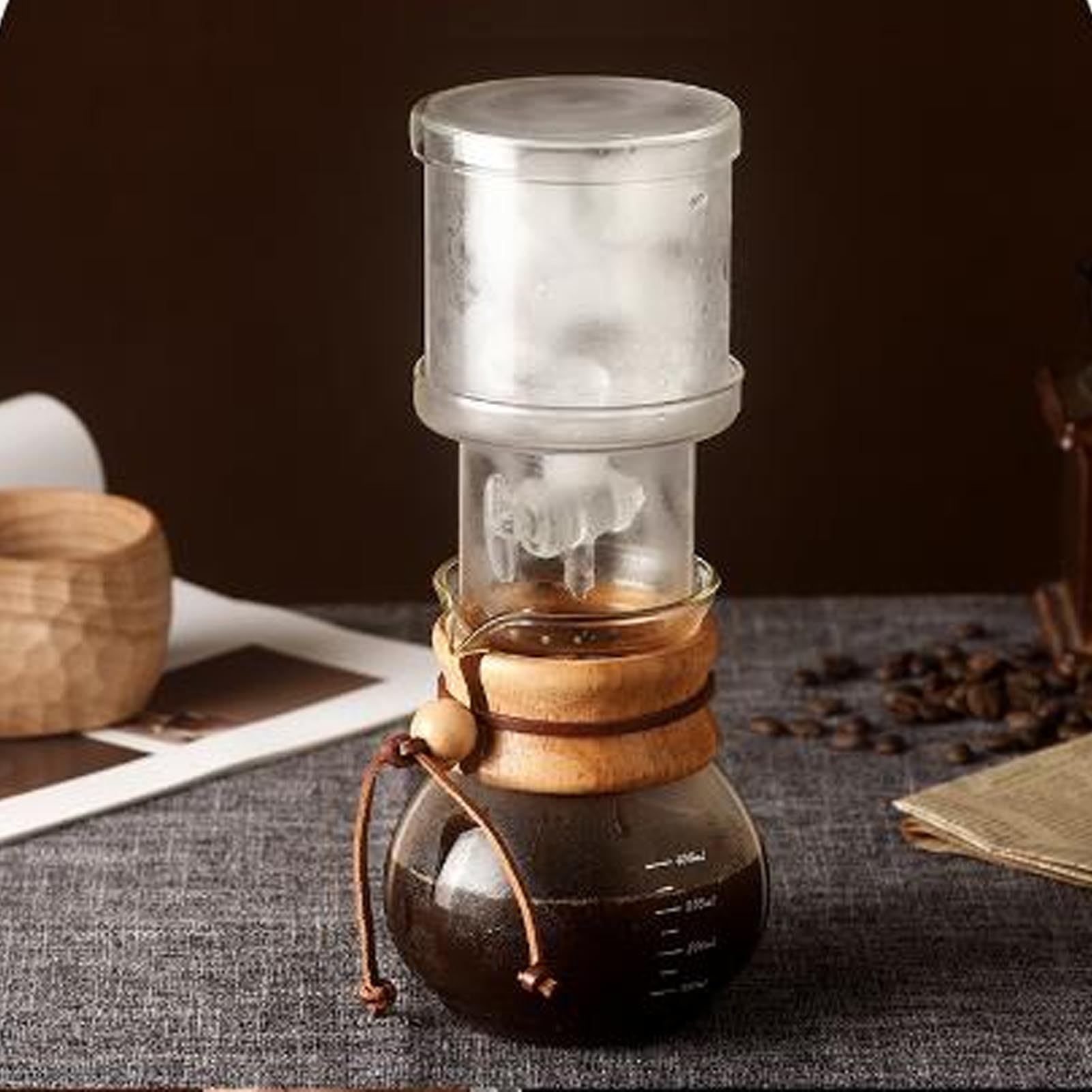 Generic Ekspres do Kawy Przelewowej o Pojemności 400 Ml Elegancki Szklany Zestaw do Kawy Zimnego Parzenia Użytku Domowego i Biurowego