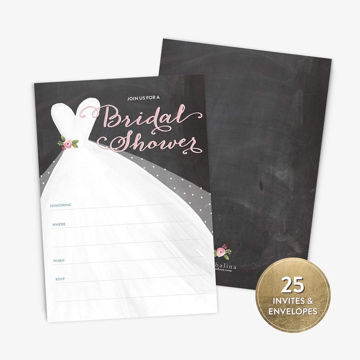 Buy 25 Bridal Shower Invitation with Envelopes, Calligraphy and Wedding