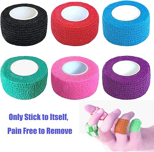 Miniatura 5 de Paquete de 6 vendajes cohesivos de 1 pulgada, cinta autoadhesiva autoadhesiva autoadhesiva transpirable para muñeca, tobillo, deportes, envoltura de
