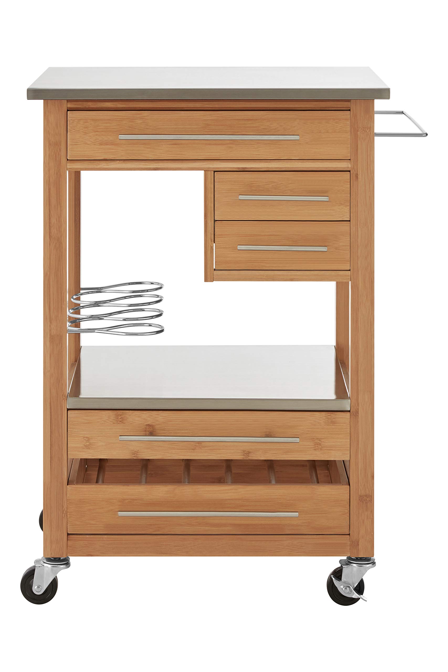 Orsina Sturdy Bamboo Four Drawer Kitchen TrolleyCompact Design Kitchen Trolley For GuestsMulti Tier Trolley from B&Q