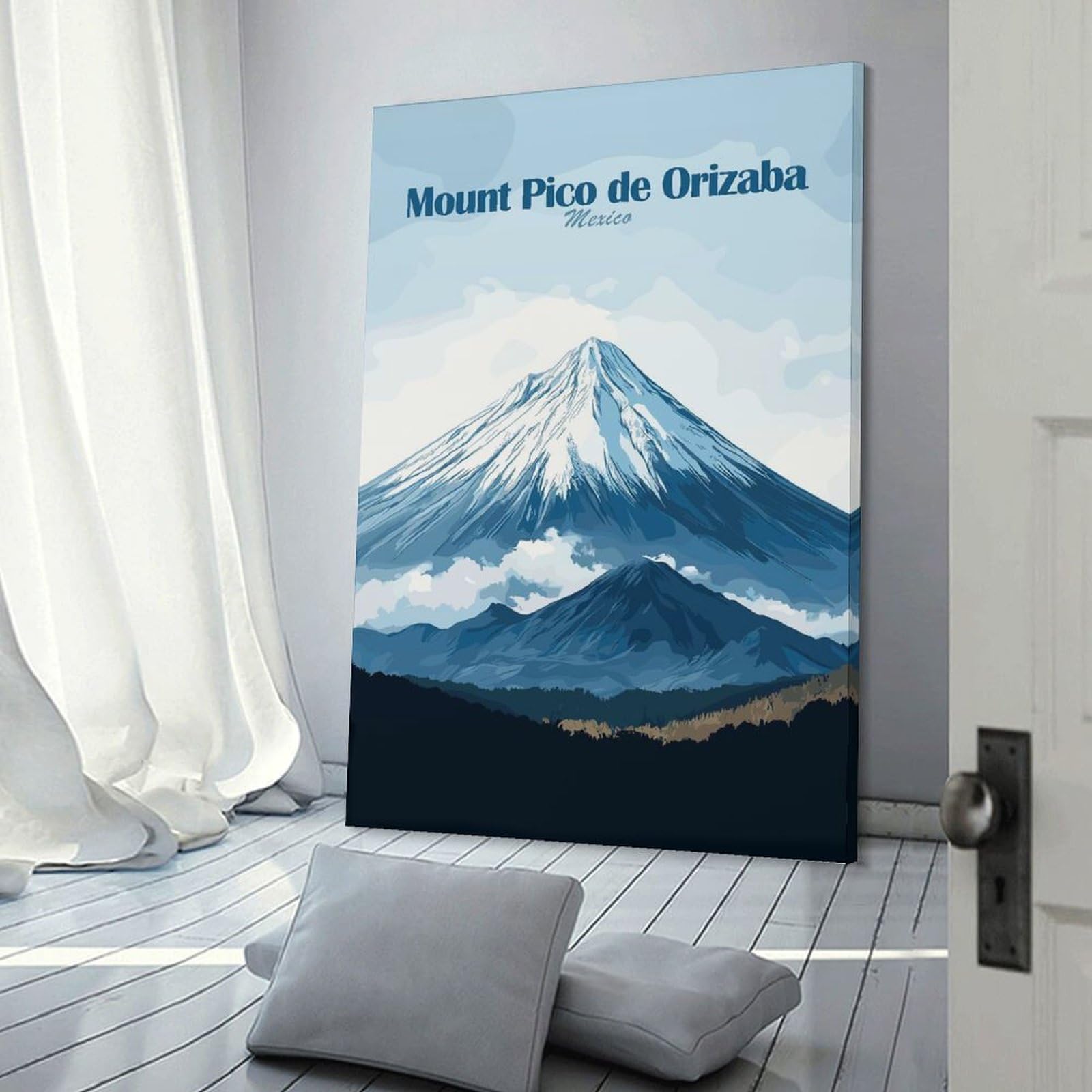 Junmoney Mount Pico De Orizaba Decorative Wall Artwork 24x36inch(60x90cm), for Entrance Spaces, Stair Walls Or Halls, A Stylish Accent for Home Entrances
