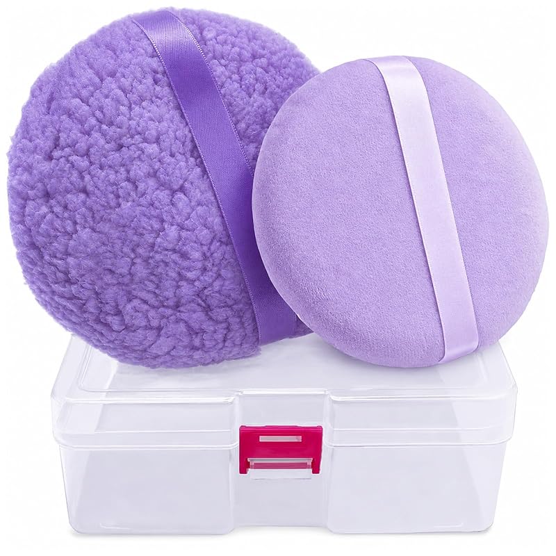 ABOLINE Kit com 2 Puffs para Pó Corporal e Recipiente