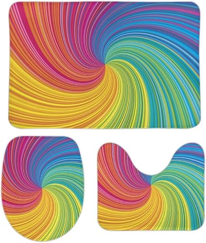 Donnapink Vortex - Juego de 3 alfombras absorbentes de terciopelo coral suave y absorbente en forma de U en forma de O, para tapa de inodoro, 20 x