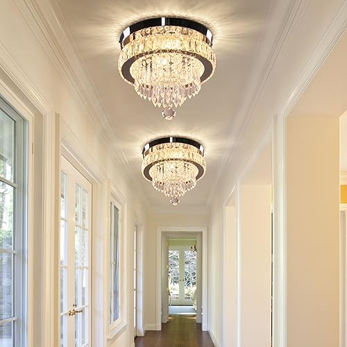 Miniatura 2 de Candelabros de cristal modernos de 11.8 pulgadas, lámparas LED de montaje empotrado, lámparas de techo para dormitorios, sala de estar, comedor