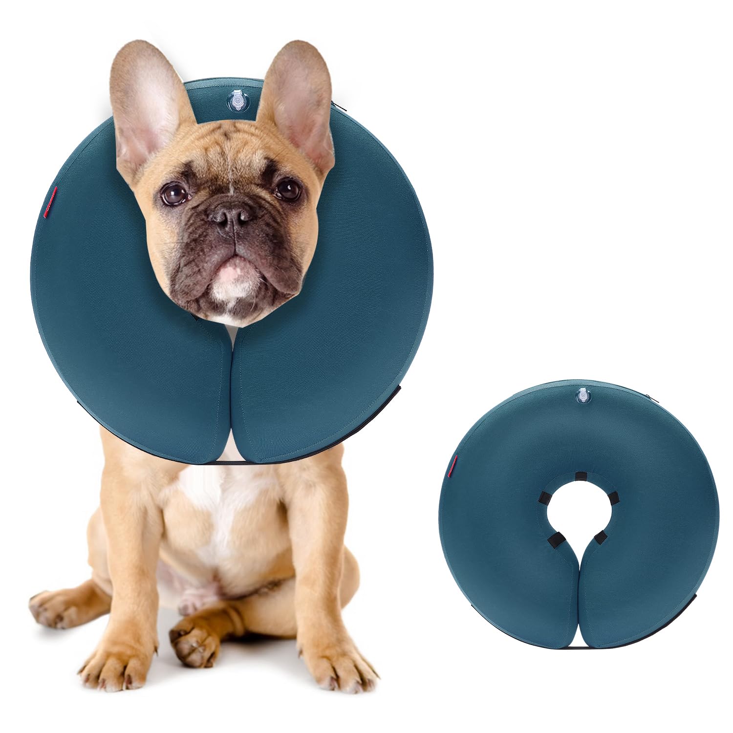 MIDOG Inflatable Dog Cone, Soft Donut Recovery Collar, Blue, Medium+