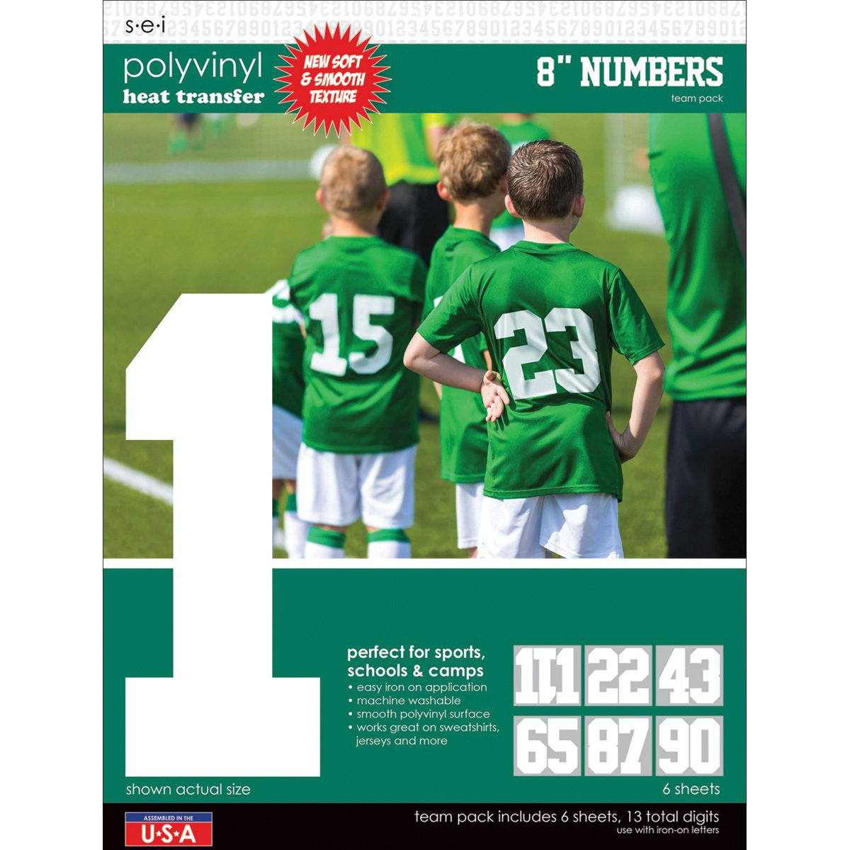 S·E·ISport Letter Polyvinyl Heat Transfers Scrapbook, 25.4 x 34.92 x 0.17 cm, White