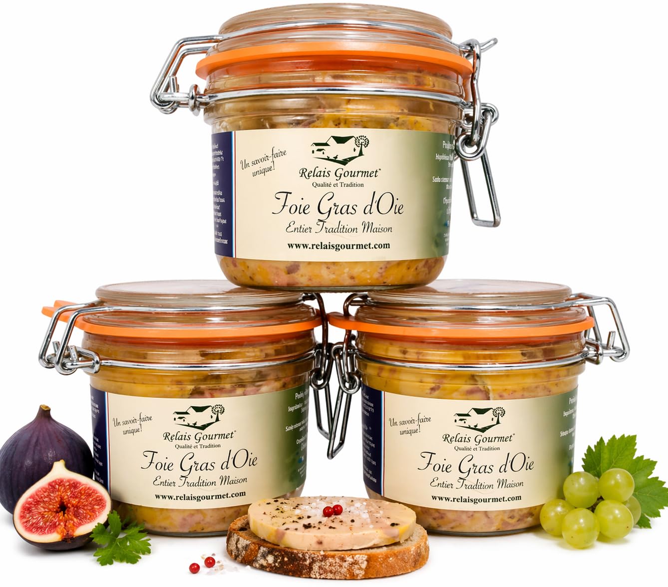 Foie Gras d’Oie Entier Artisanal – Lot 3 Pots 200 g | Spécialité Française | 100% Naturel, Sans Conservateurs, Additifs ni Colorants | Apéritifs, Cadeau Gourmet, Fêtes, Noël