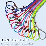 MayPaw Slip Lead Control Leash for Dogs No Pull, 13+ Colors Classic Dog Leash 7 FT Pet Slip Lead, 1/4” Rope Leashes for Small Medium Animals (7ft*1/4", Black)