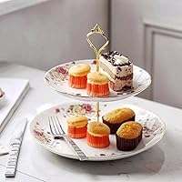 Vista 3 de 5 juegos de 3 niveles de cerámica para tartas de soporte de mango/torre de soporte para cupcakes/soporte de postre/plato de pastelería