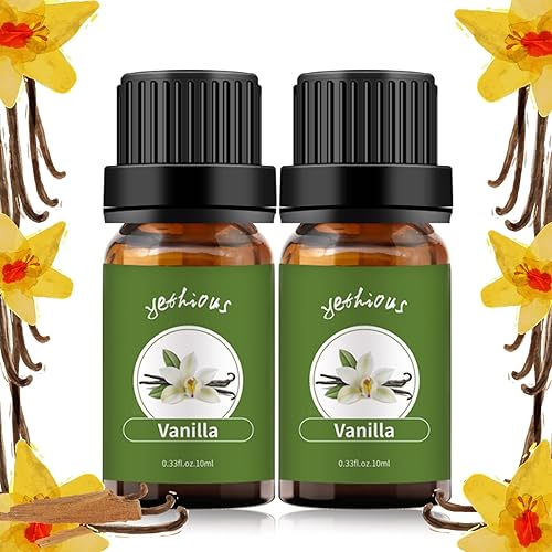 yethious Paquete de 2 Aceite esencial de vainilla para la piel, difusor Aceite esencial de vainilla orgánico 100% puro para aromaterapia Aceite de