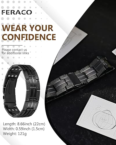 Vista 7 de Feraco Magnetic Therapy Bracelets for Men 3X Strength,Titanium Steel Magnet Bracelets with 3800 Gauss Neodymium Magnets