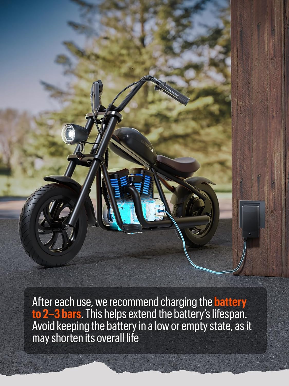Hyper GoGo Kids Electric Dirt Bike Motorcycle – Safe 10mph Ride-On Toy with Lights & Music – Up to 60 mins Battery – Adjustable Handlebars – Ideal Gift for Ages 3+(Orange)