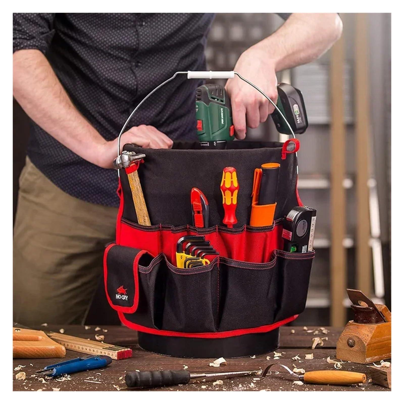 Bolsa organizadora de cubo, bolsa de almacenamiento, bolsa de herramientas de jardinería, bolsa de herramientas de jardín, bolsa de herramientas de mano, cesta de accesorios de plantación