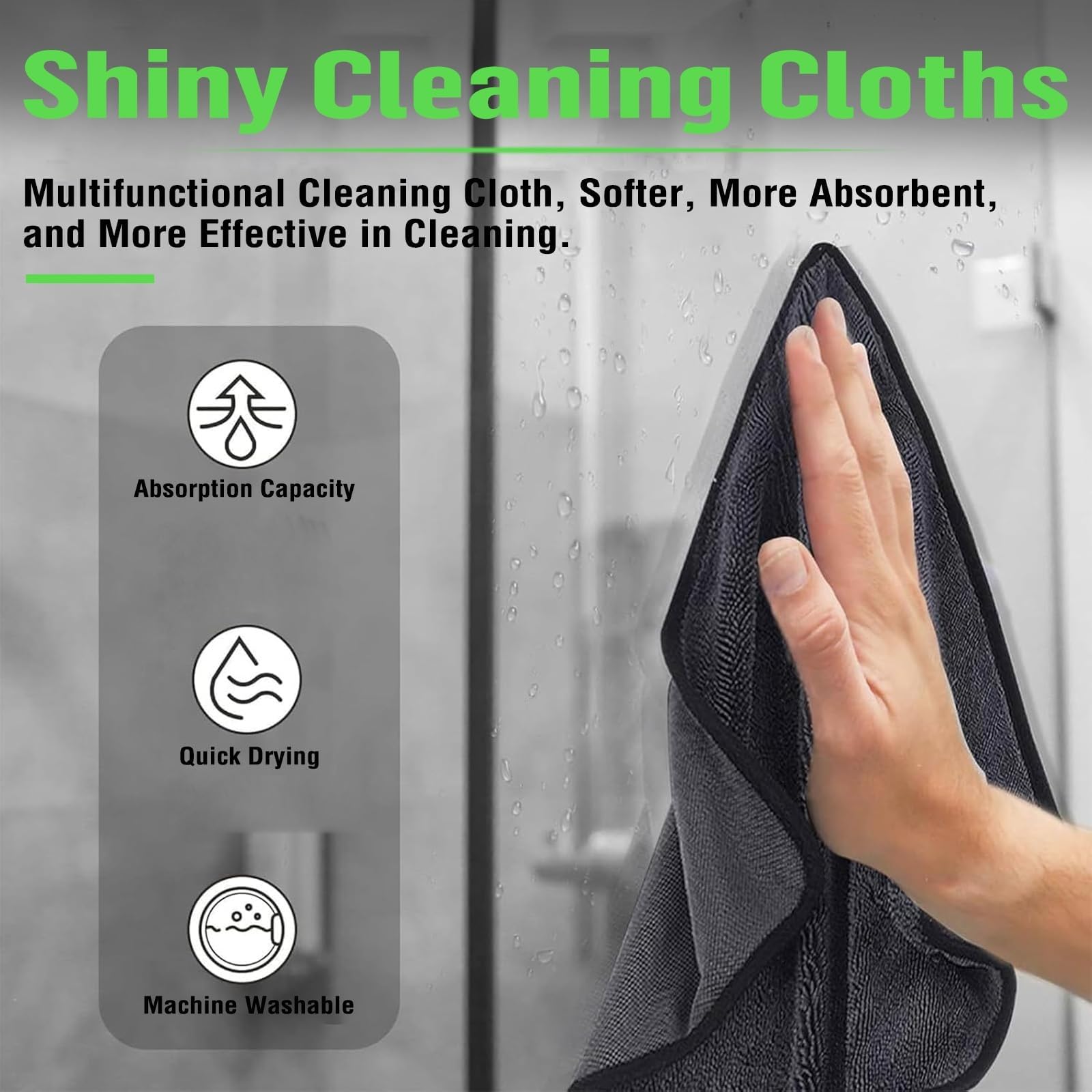 Shiny Bath Wipes Shower Cleaning Cloths Premium Car Drying Towel Ultra Absorbent Twisted-Loop Design Microfiber Towel for Car — view 2