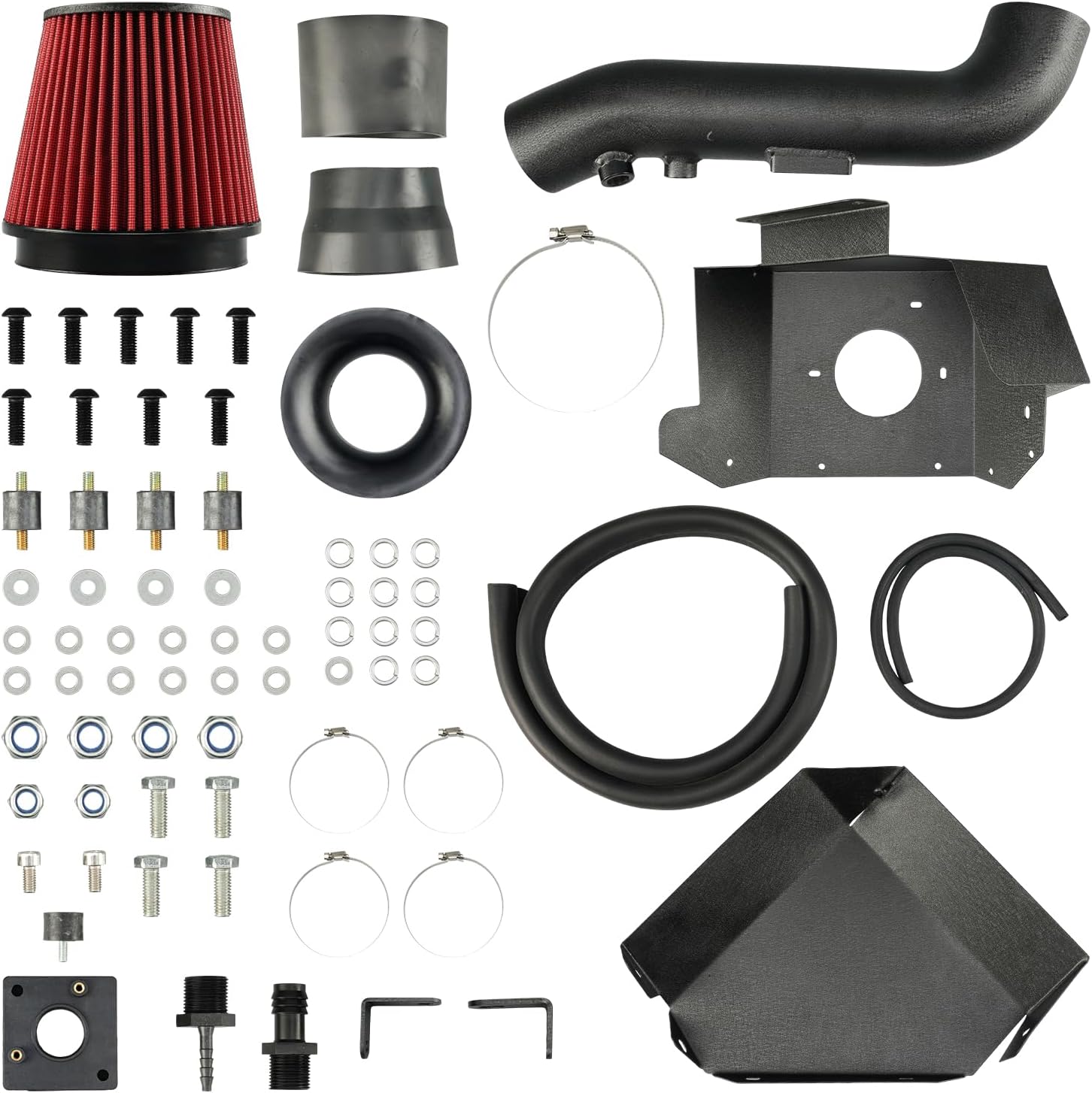 PHILTOP 3.5“ Cold Air Intake Kit System + Heat Shield Compatible with 2010-2023 Toyota 4Runner, FJ Cruiser, Red