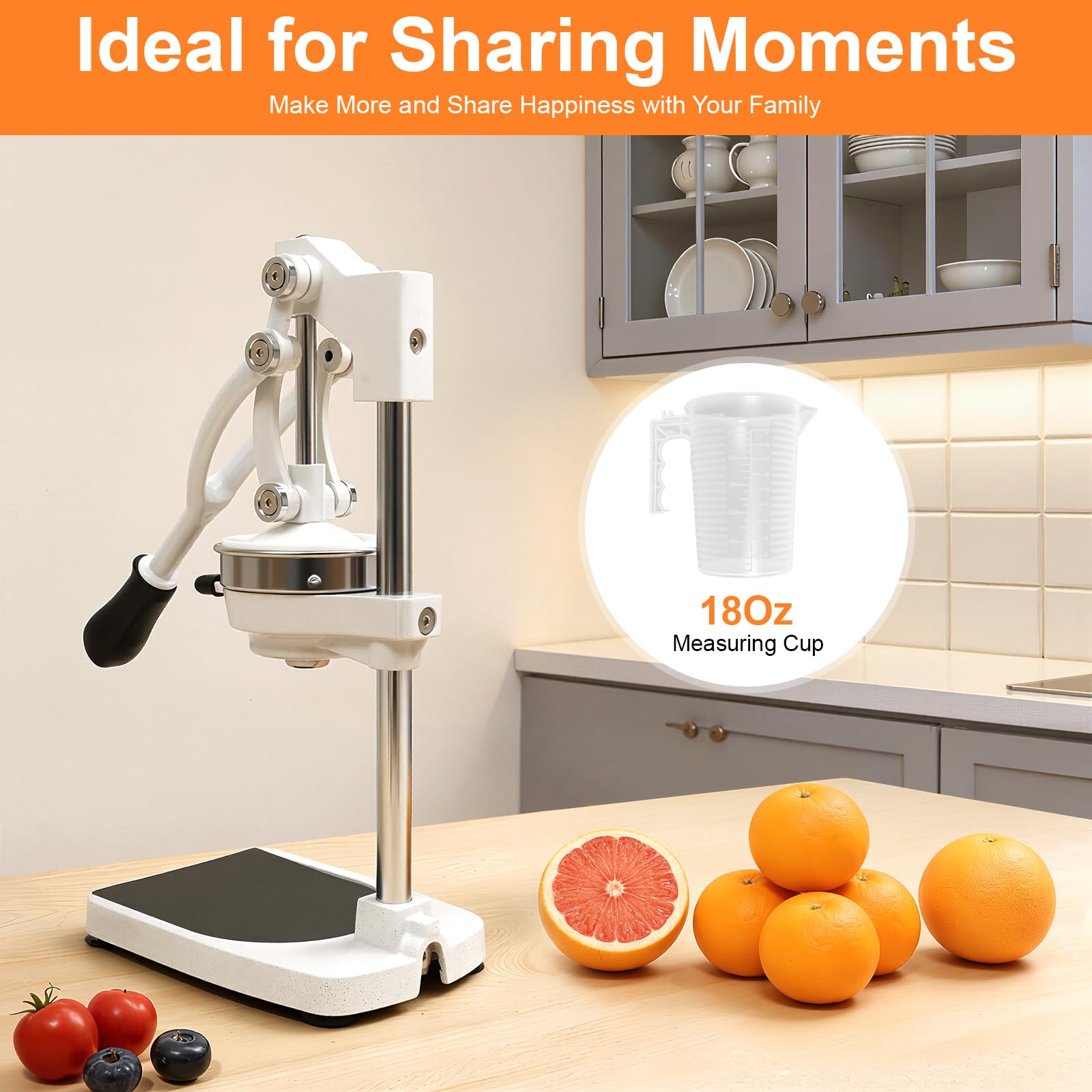 Exprimidor manual de acero inoxidable 304 de grado alimenticio, con 2 cabezales de prensado, exprimidor profesional para naranjas, limones, granadas, hogar y comercio