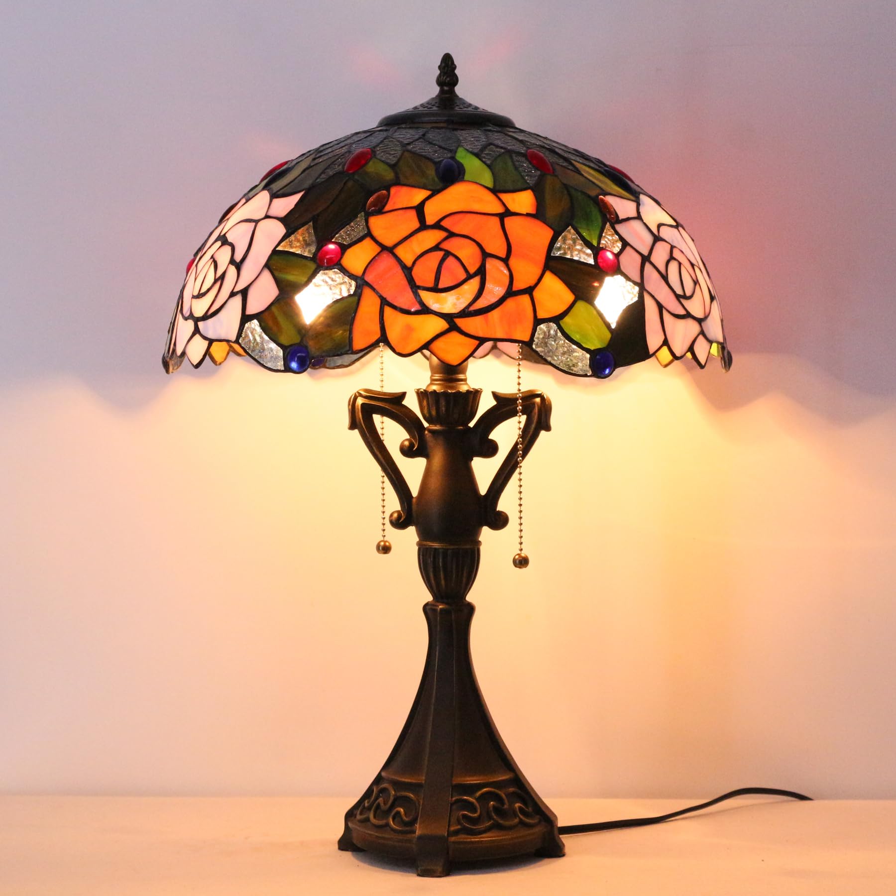 スタンドライト　world's tiffany stained house AVIVADIRECT Tiffany Table Lamp 24 Inch High Antique Stained Glass