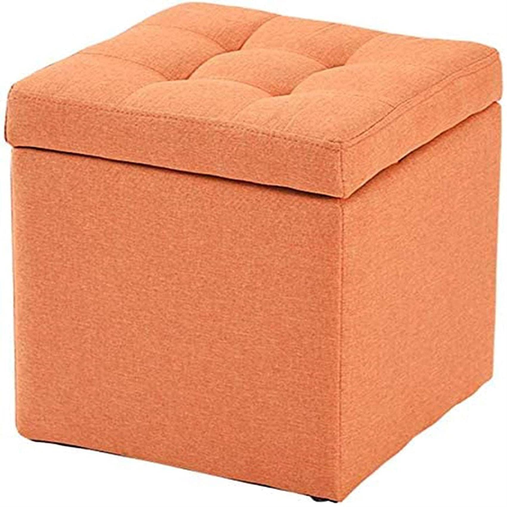 Plateau Ottoman Orange en Tissu pour Remplacer une Table Basse Encombrante