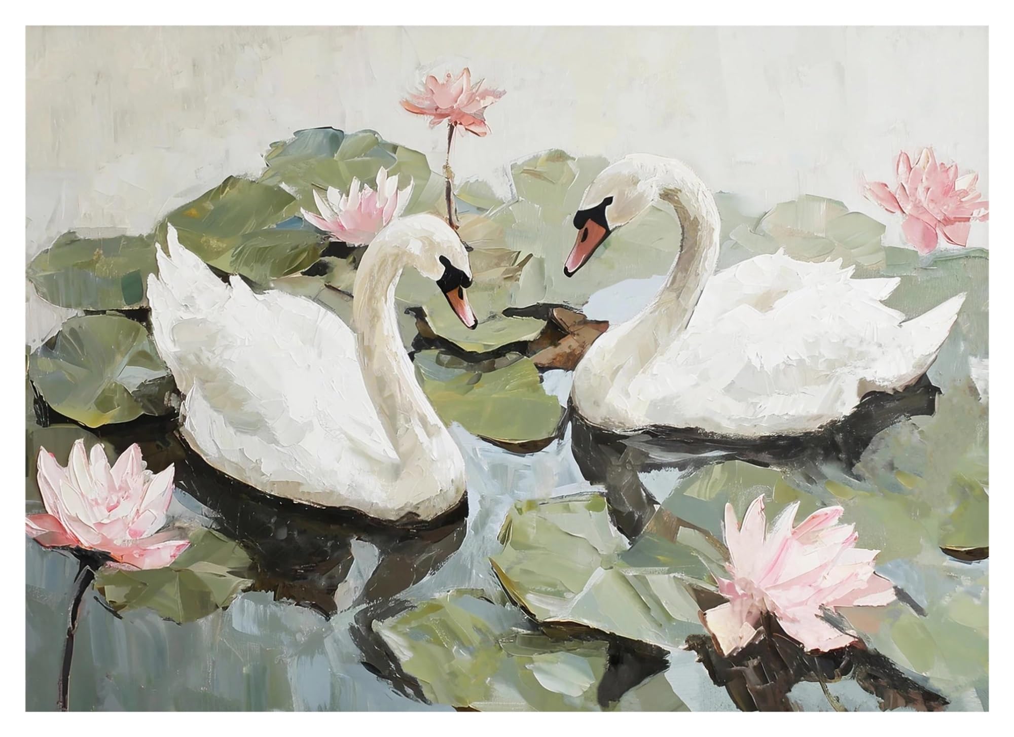 XENITE Wall Art Canvas Prints Wildflowers White Roses Clouds Swans Bunny Poster Prints Canvas Painting Wall Art Pictures Home Living Room Decor(G,30x40cm)
