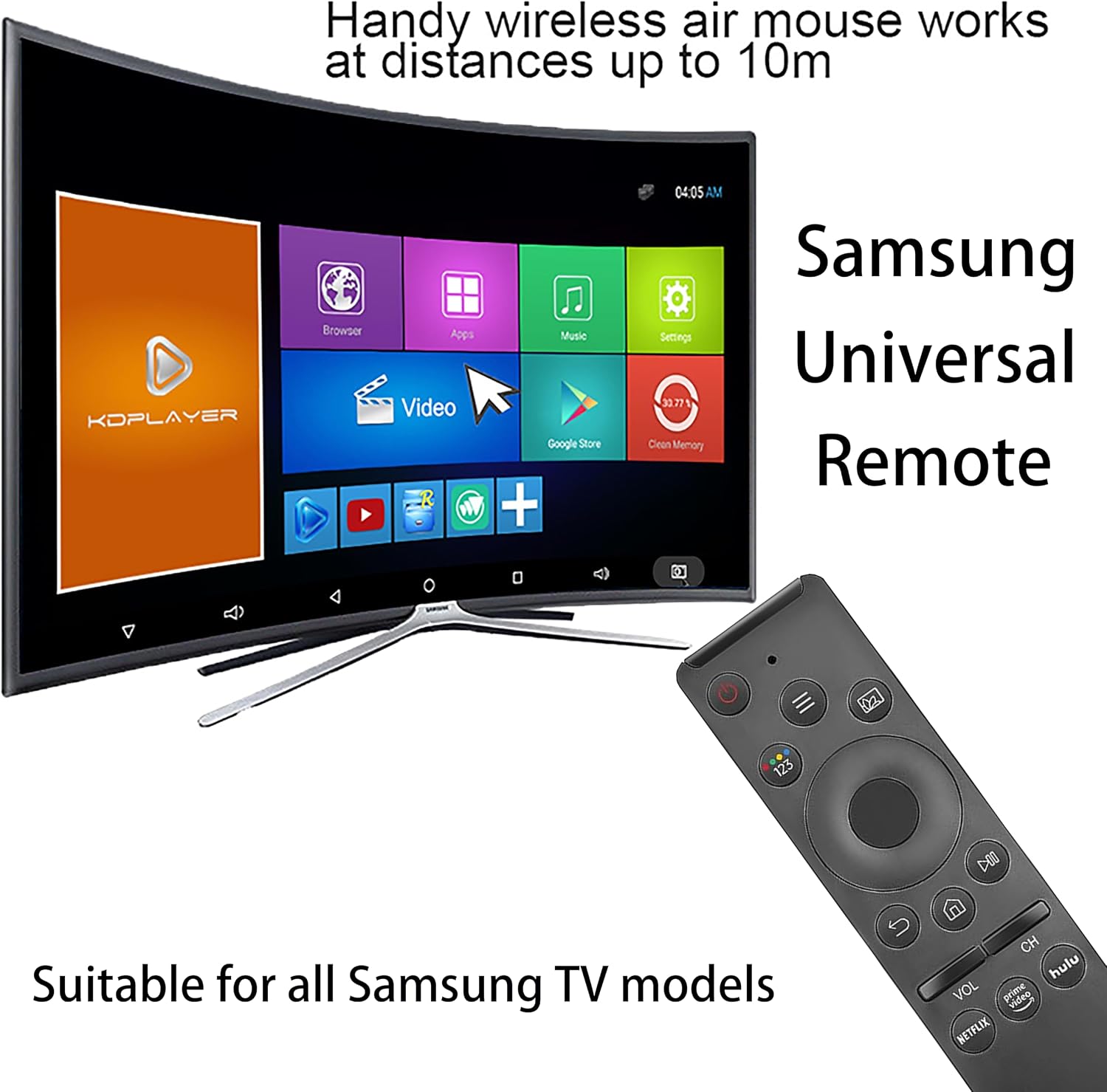 Joelrise Universal Remote Control for Samsung TVs - Compatible with Frame, Crystal UHD, Neo QLED, OLED, 4K, and 8K Smart TVs - Works with Netflix, Prime Video, Hulu (one) image 3