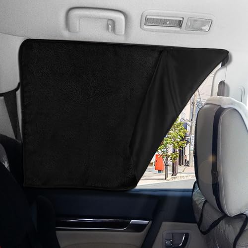 Miniatura 3 de ZATOOTO Cortinas para ventana de automóvil, 2 fundas de protección lateral de seda negra para proteger la parte trasera del automóvil, parasol