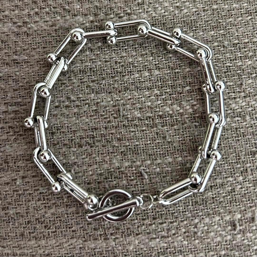 Uチェーン ブレスレットアンカーチェーン リンク ハードウェア シルバー