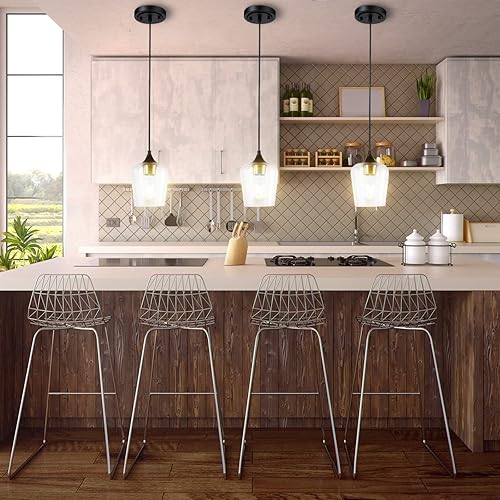 Miniatura 6 de Hamilyeah Luces colgantes negras y doradas iluminación colgante de cristal para isla de cocina lámpara colgante industrial para sala de estar