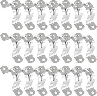 Kemcatui 50 Pcs 1 1/4 Inch Conduit Clamp, Stainless Steel Pipe Strap Two Hole U Bracket, Pipe Clamp Tension Clip Assortment Kit, Strap Clamp for Rigid Pipe Wire Cord