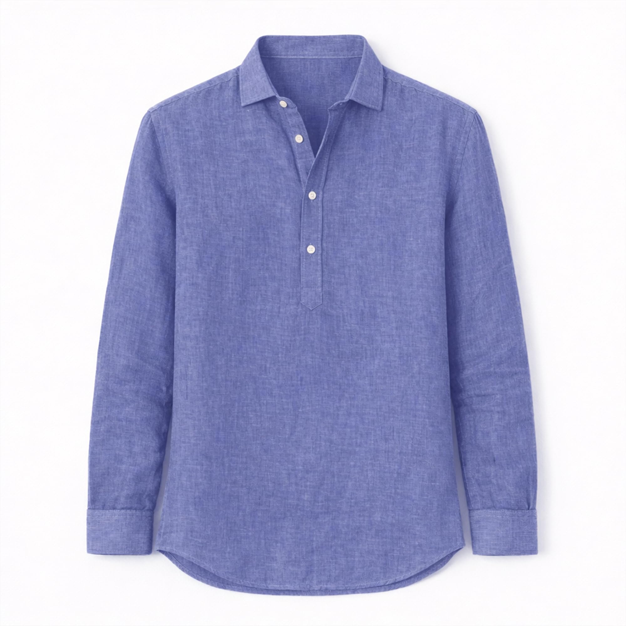 Camisa de Lino para Hombre, Manga Larga con Media Tapeta, Estilo Casual Transpirable para Verano y Playa, Camisa Ligera de Diseño Minimalista