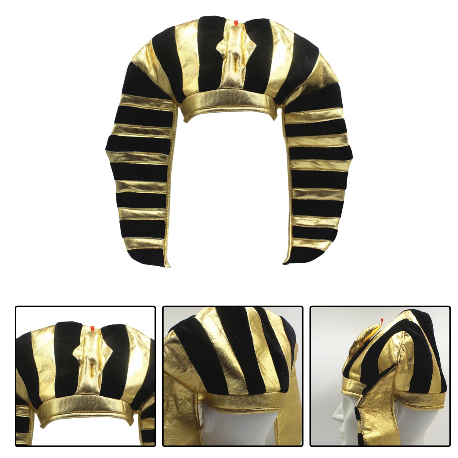 RmKbe Egyptian Pharaoh Hat Men's Pharaoh Headpiece Men Role Play Cosplay Prop Egyptian Costume Fancy Dress Accessory for Halloween Party - Image 2
