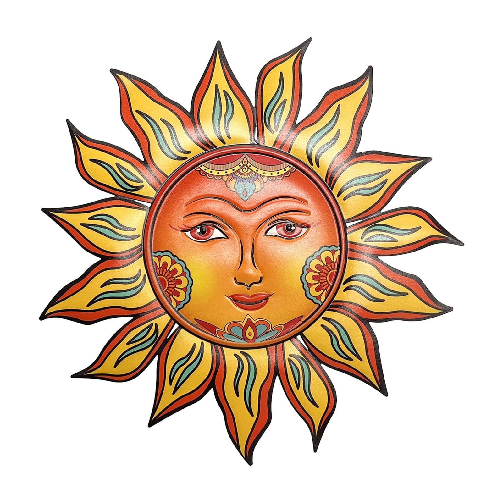 DEARBIRDER Metal Sun Wall Art Decor, Hanging for Indoor Outdoor Home Patio Garden Fence Yard