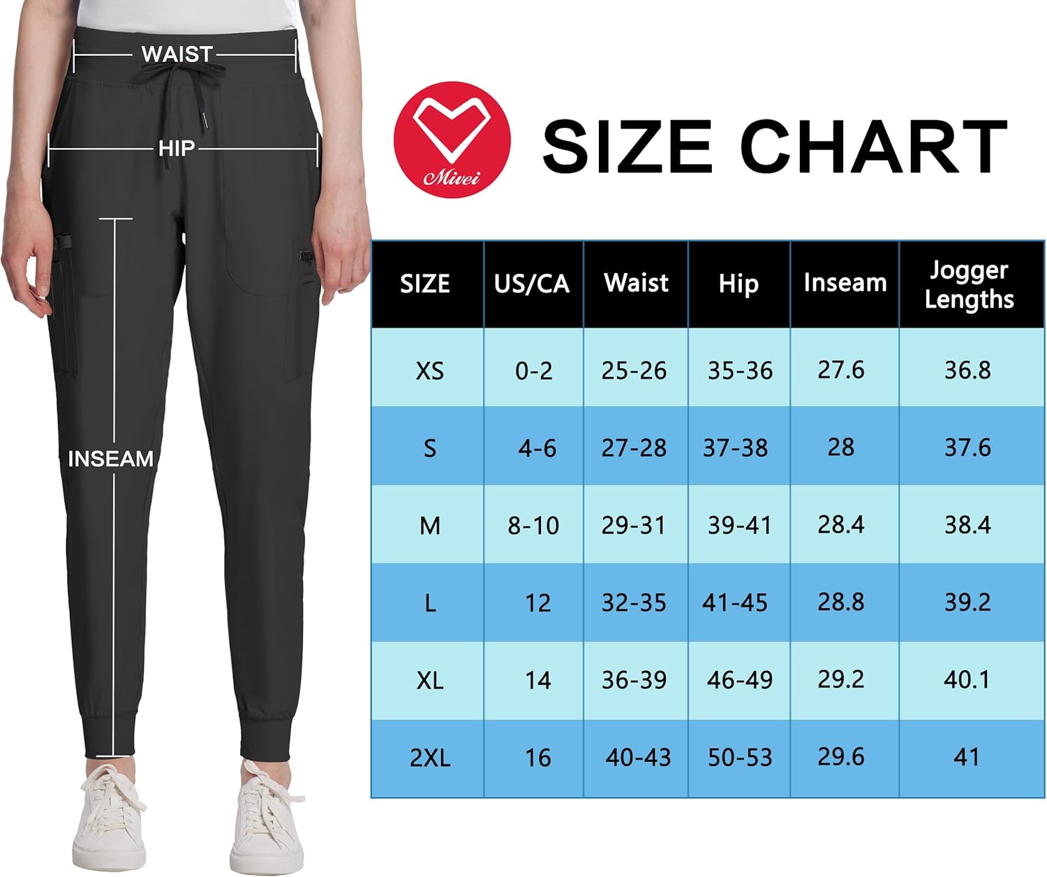 Miniatura 7 de MIVEI Pantalones médicos para mujer, 8 bolsillos médicos, sin arrugas, duraderos, elásticos, tiro medio, cintura de yoga a la moda