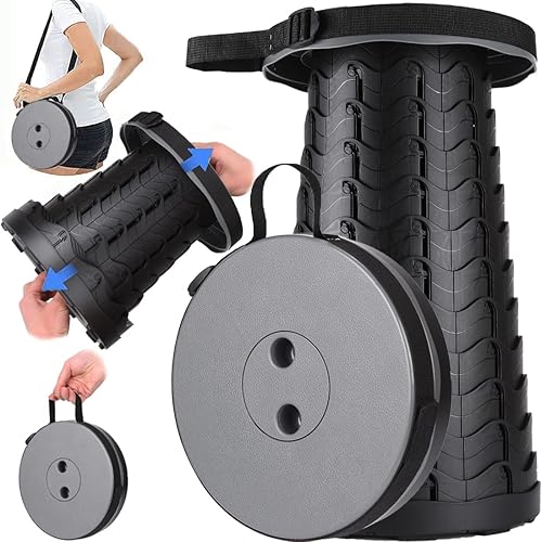 Miniatura 6 de Fishboy Taburete plegable mejorado, capacidad máxima de 400 libras, ligero pero resistente, taburete plegable retráctil portátil telescópico Rojo