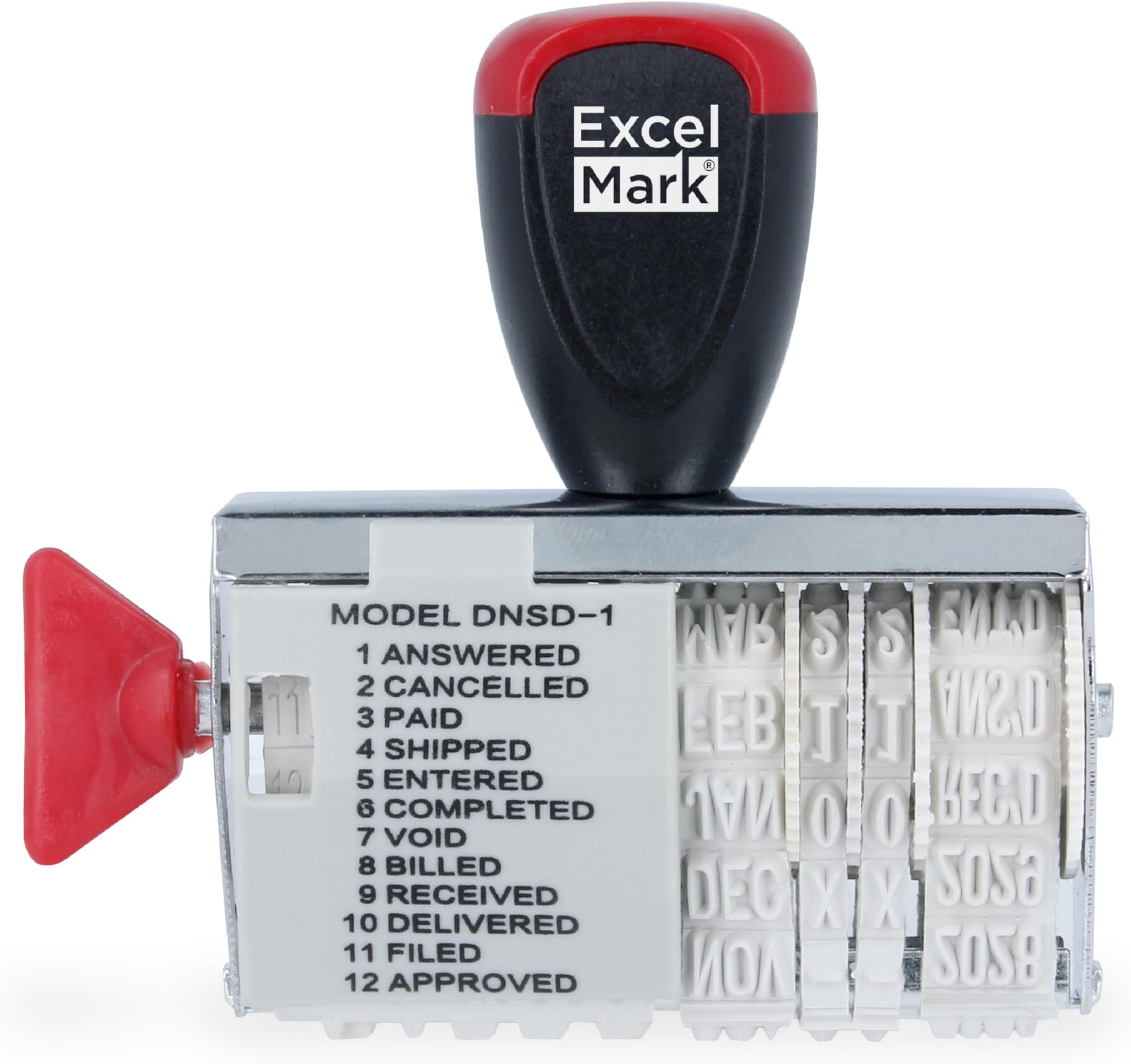 ExcelMark Large Rubber Rectangular Phrase Dater Stamp