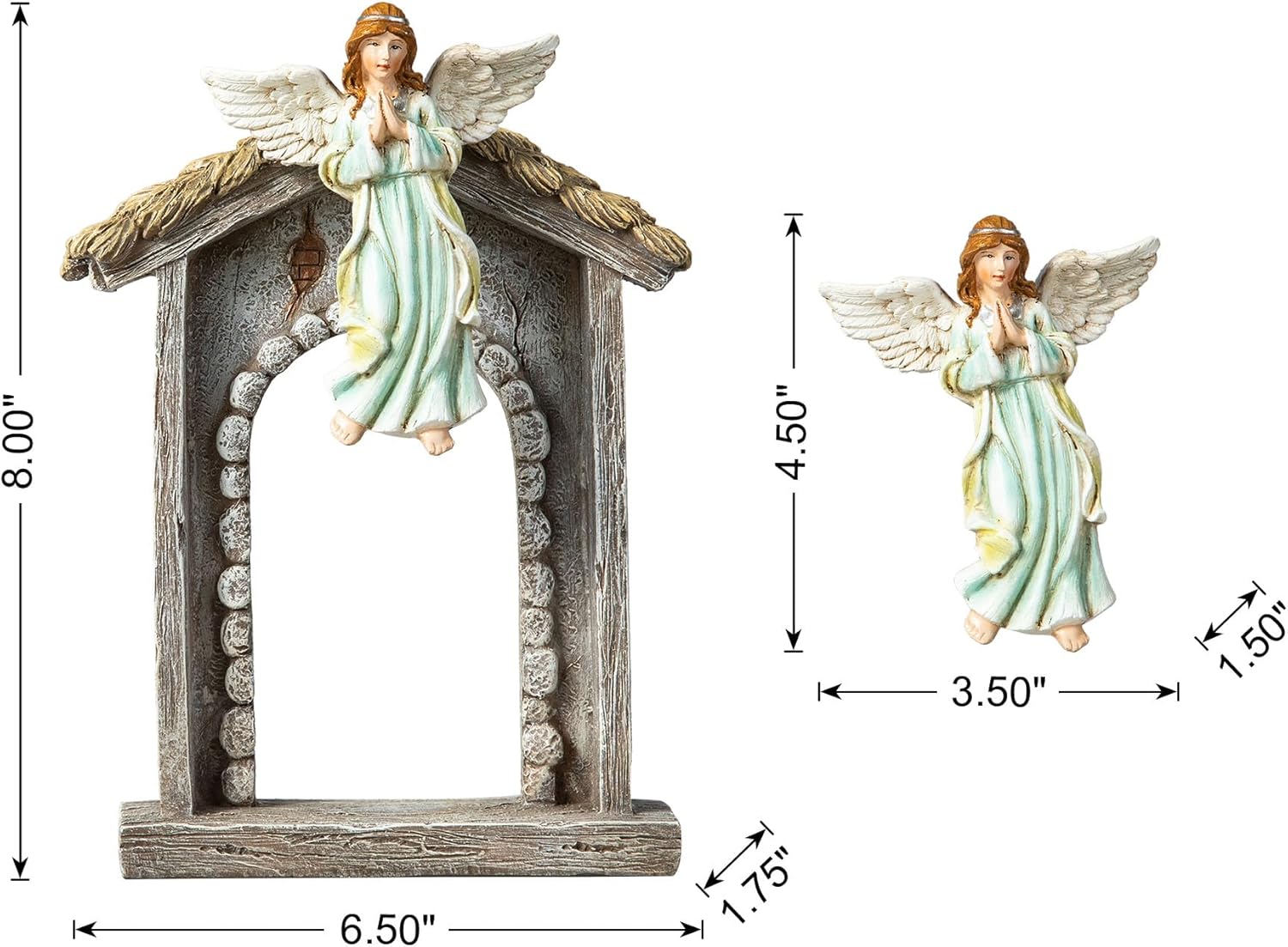 Glitzhome Christmas Nativity Set Nativity Scene Set Indoor 8" Resin Nativity Figurines Set 11 Pcs Removable Angel Statue Blue Nativity Sets & Figures Christian Holy Family Figure with Baby Jesus