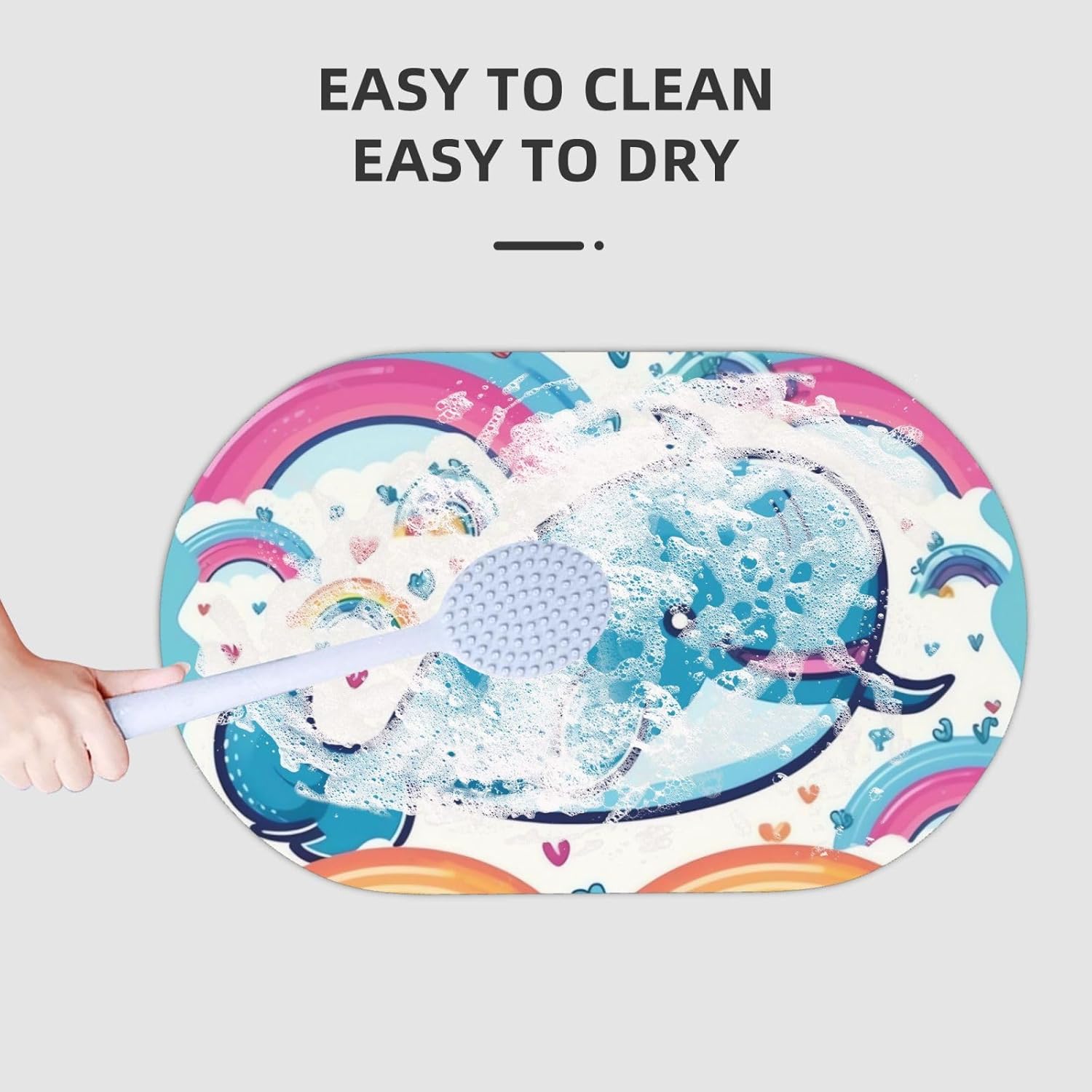 Stone Bath Mats Cartoon Whale and Rainbow Diatomaceous Earth Bath Mat Super Absorbent Bathroom Floor Mat Quick Drying Diatomite Shower Mat for Shower Bathtub Bathroom Accessory 19.7x31.5in