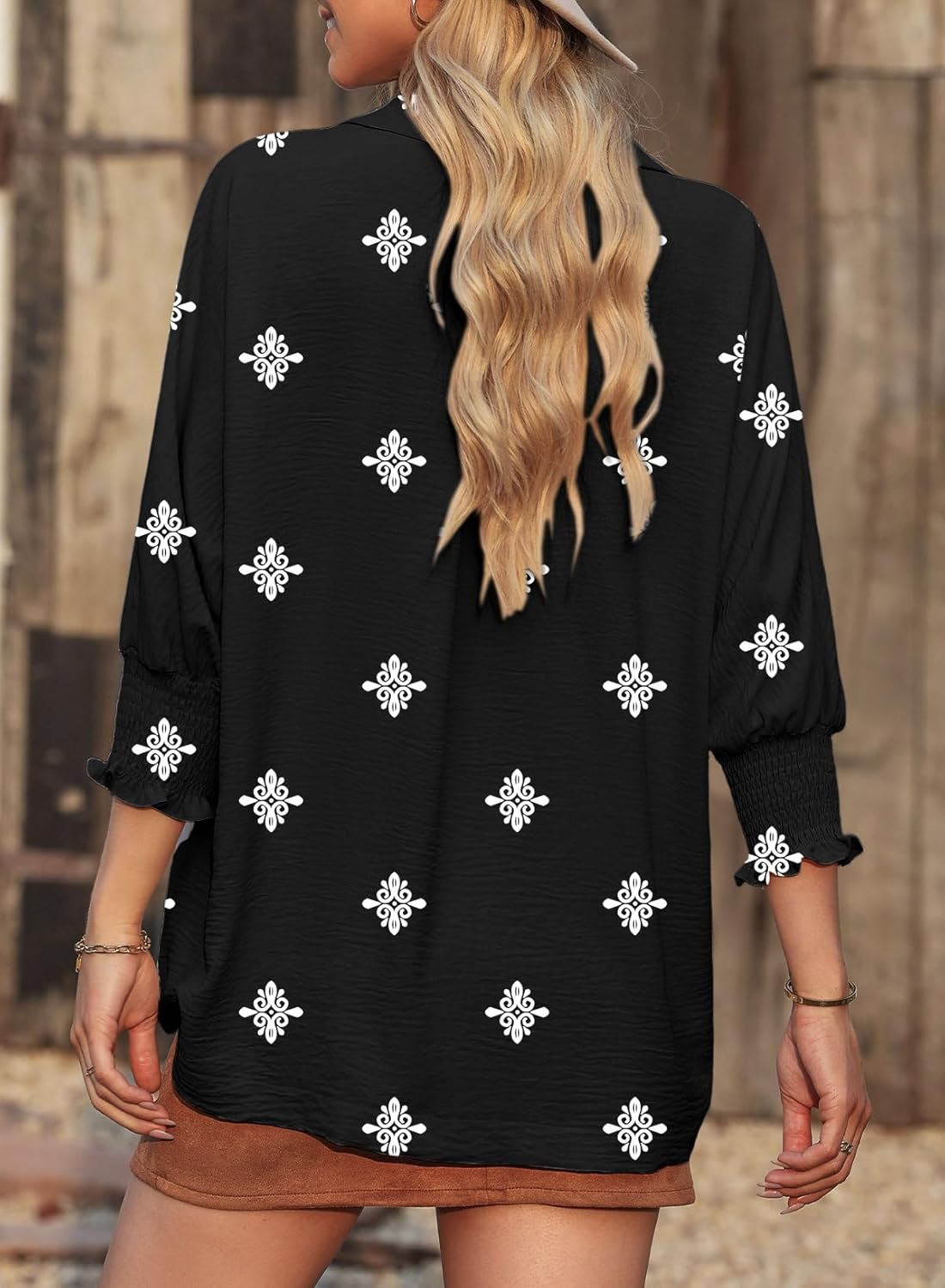 Dokotoo Women Blouses Dressy Casual V Neck 3/4 Length Sleeve Womens Tops Business Work Blouses Office Shirts - Image 2