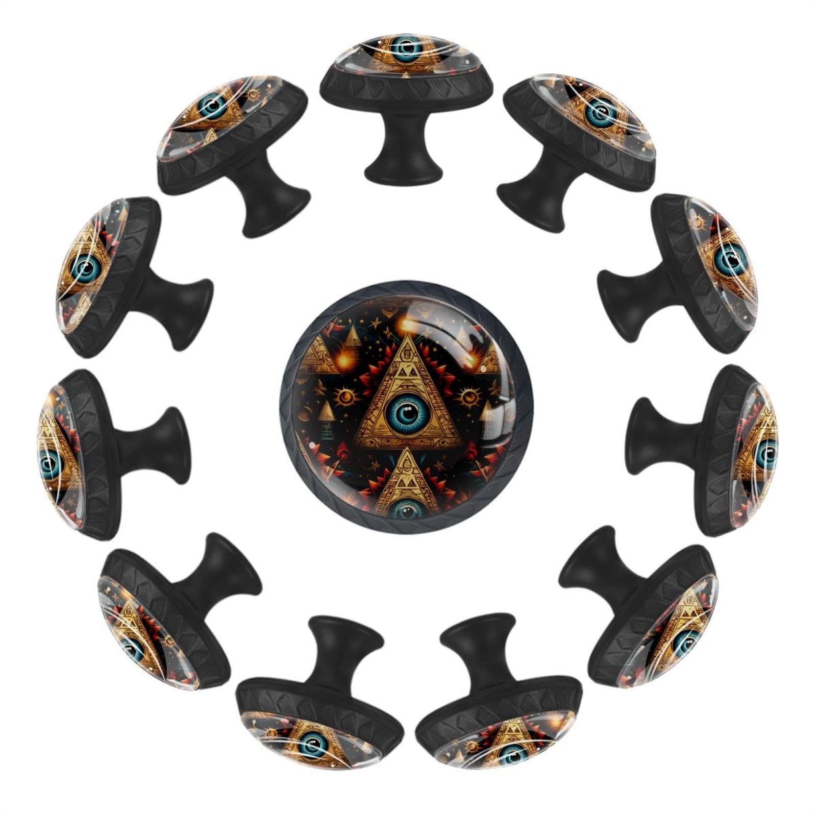 Boutons de tiroir en cristal transparent Art Star : lot de 12 poignées pyramides pour meubles
