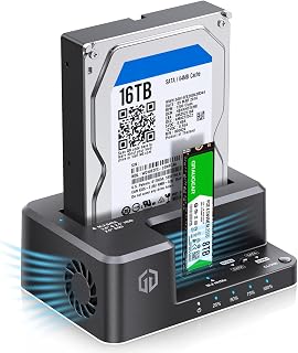 GRAUGEAR M.2 NVMe & SATA HDD/SSD ドッキングステーション USB-C 10Gbps 高速データ転送 双方向 オフラインクローン 2.5/3.5インチ デュアルベイ 冷却ファン搭載 日本語取扱説明書付