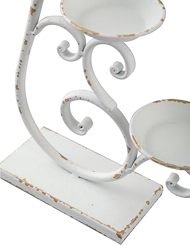 Miniatura 7 de SOFE Portavelas blanco de hierro forjado para chimenea, juego de 3 portavelas de pilar de brazos, soportes de vela rústicos únicos decorativos