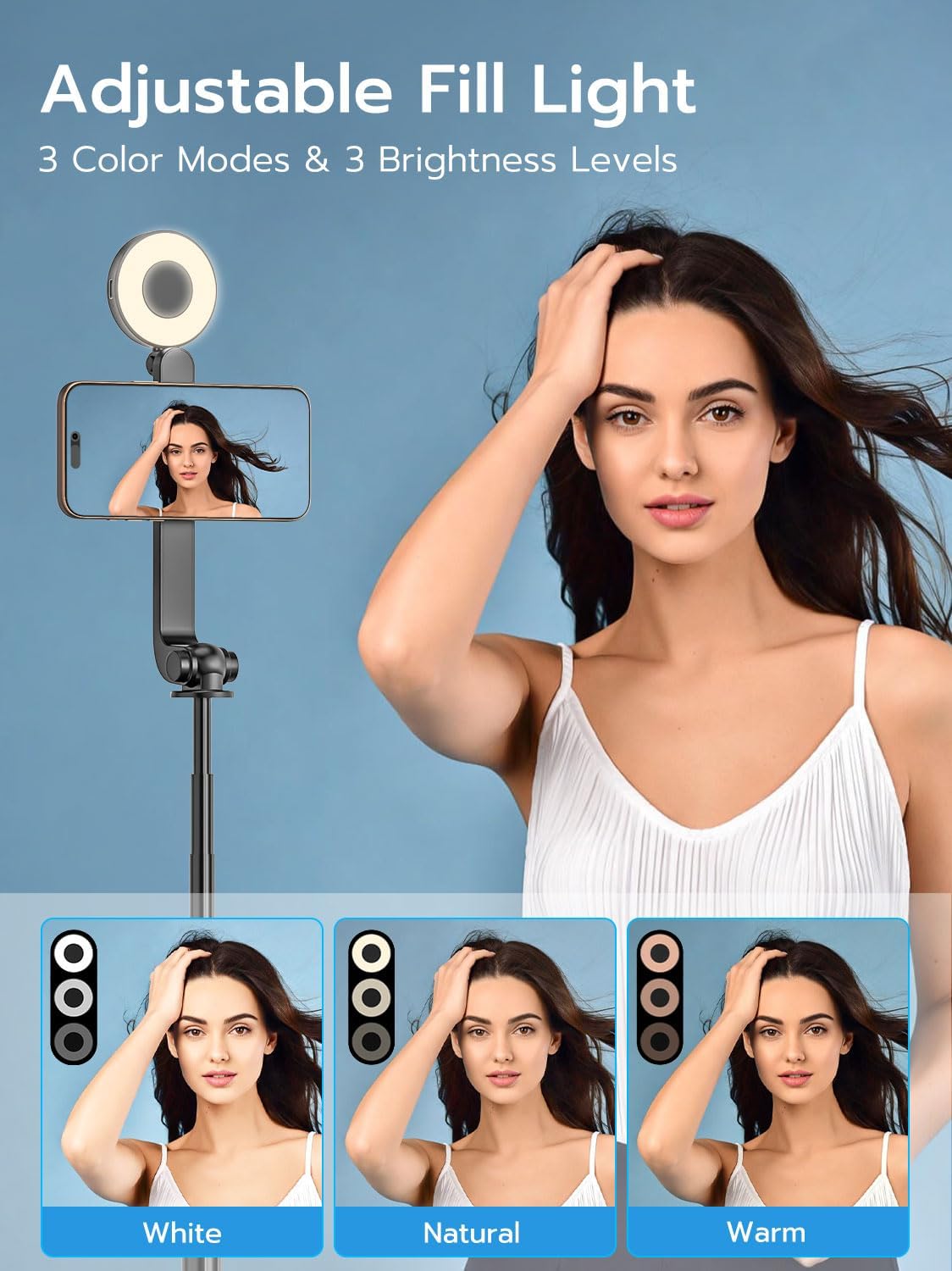 USKEYVISION Magnetic Selfie Stick Tripod with Light & Remote, Phone Tripod with Magnetic Holder for Magsafe, 360° Rotatable Cellphone Stand for iPhone/Android for Video Recording, Vlogging(SPT-02) 4 71aQJTdwBYL. AC SL1500