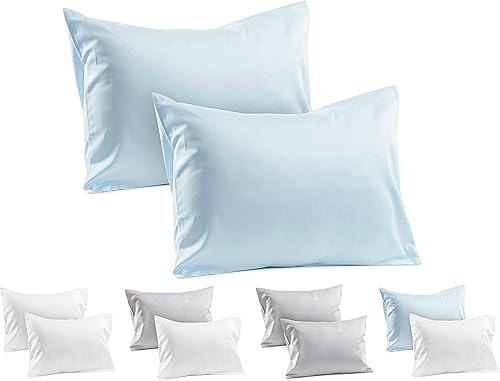 Miniatura 11 de 1 funda de almohada de viaje azul para niños pequeños, 100% algodón, funda de almohada de 400 hilos, se adapta tanto a almohadas de 13 x 18 pulgadas
