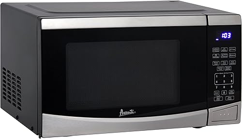 Avanti MT09V3S - Horno microondas compacto de 900 vatios con 10 niveles de potencia y 6 ajustes de precocción, descongelación de velocidad, panel de