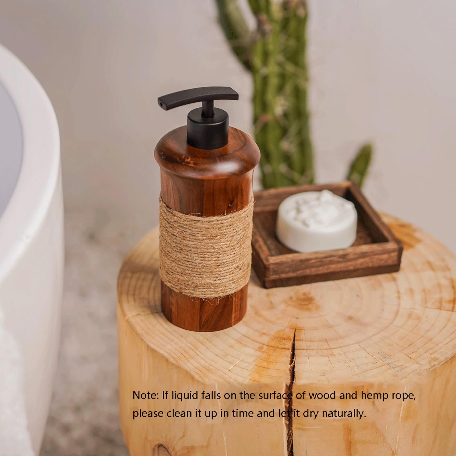 Dispenser di sapone ricaricabile Elegante dispenser di sapone per le mani in legno da 141,7 g Dispenser di sapone liquido ricaricabile in plastica con pompa in metallo Bottiglie di shampoo per
